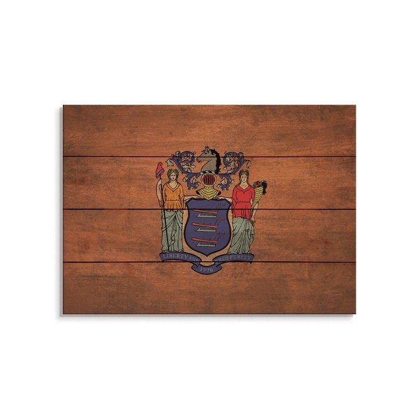Wile E. Wood 20 x 14 in. New Jersey State Flag Wood Art FLNJ-2014